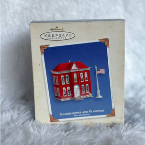 Schoolhouse & Flagpole Hallmark Tin Keepsake Ornament Christmas 2003 Collector's